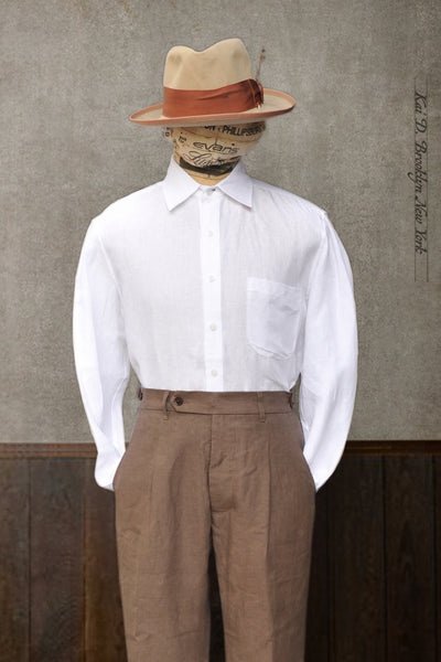 Cassady Shirt (Relaxed Cut)- White Belgian Linen - L, XL, XXL