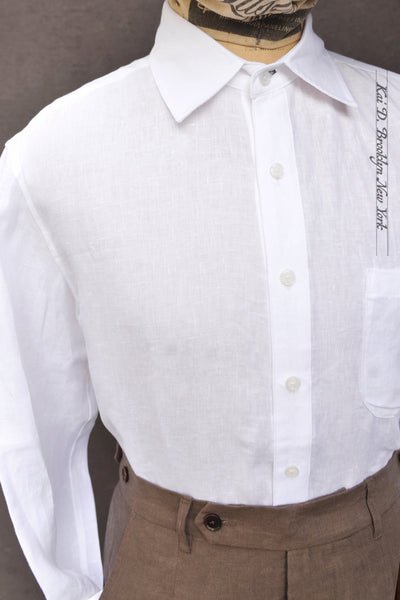 Cassady Shirt (Relaxed Cut)- White Belgian Linen - L, XL, XXL