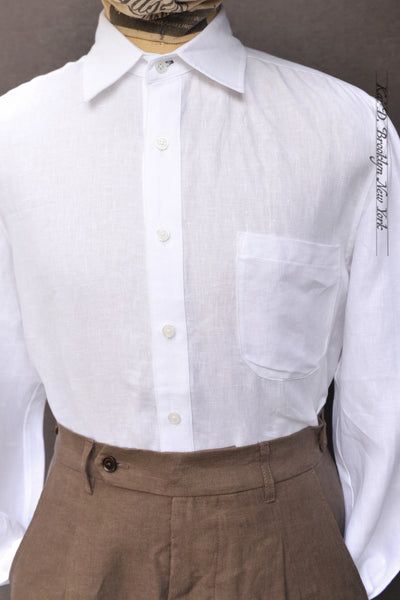 Cassady Shirt (Relaxed Cut)- White Belgian Linen - L, XL, XXL