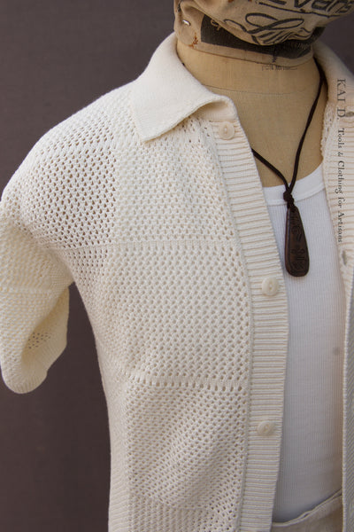 Crochet Shirt - Natural - M, L, XL (Slim Fit)