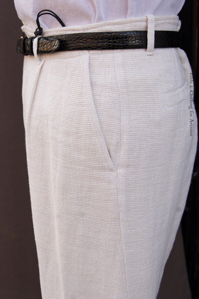 Bobby Wide Cut Pleated Trousers - Off White Gauze - S, M, L