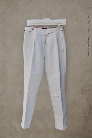 Isa Belted Pants - Cream Cotton Linen - M