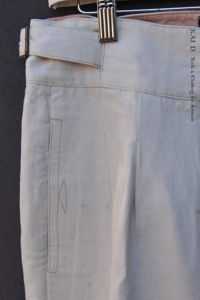 Isa Belted Pants - Cream Cotton Linen - M