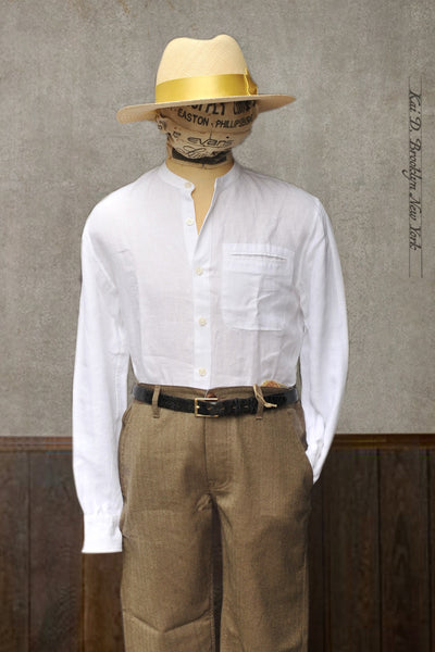 Tanner Shirt - White Belgian Linen - S, M, L, XL, XXL