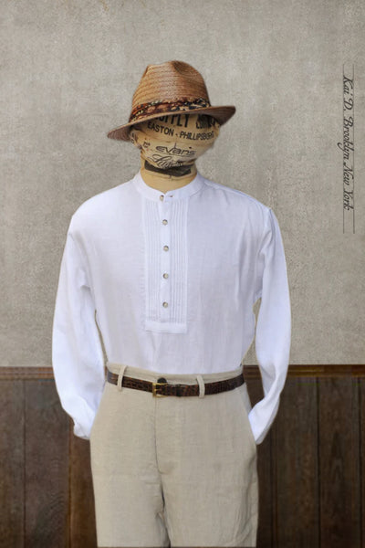 Poet Pop Over Shirt -  White Italian Linen - M, L, XL