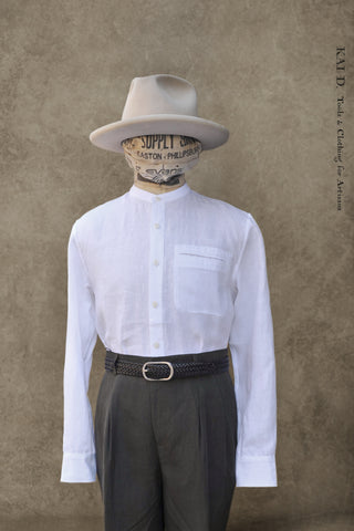 Tanner Shirt - White Belgian Linen - S, M, L, XL, XXL