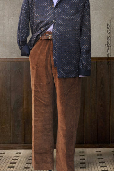 Wide Leg Trousers - Caramel Corduroy - 32, 34, 36
