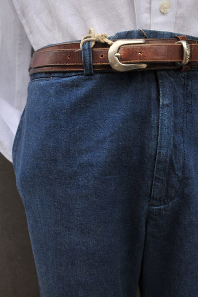 Wide Leg Trousers - Stone Washed Denim - 33, 36