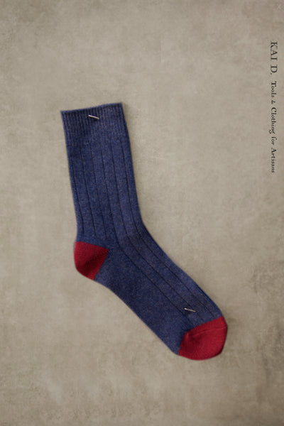 Cashmere Socks - Womens  - Cobalt Blue/Red (Copy)