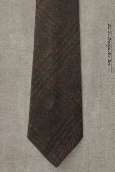 Scottish Wool Cashmere Plaid Tie - Deep Olive