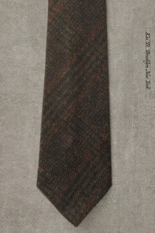 Scottish Wool Cashmere Plaid Tie - Deep Olive