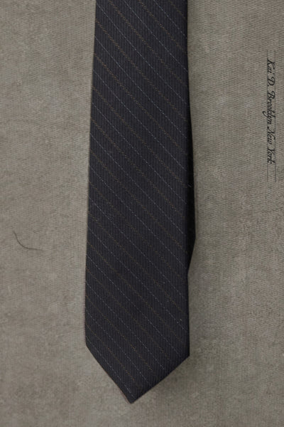 English Wool Striped Tie - Deep Navy