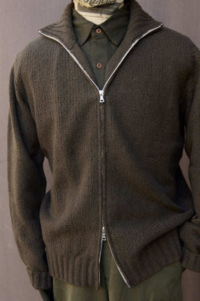Soft Boucle Wool Cardigan - Khaki -  M, L