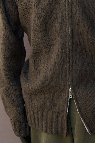 Soft Boucle Wool Cardigan - Khaki -  M, L