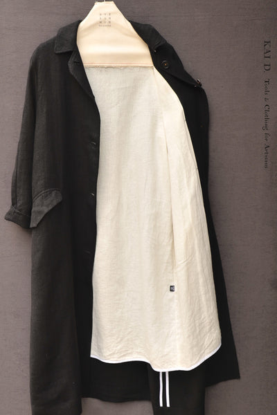 Sontag Coat - Japanese herringbone Linen/wool- Black -S
