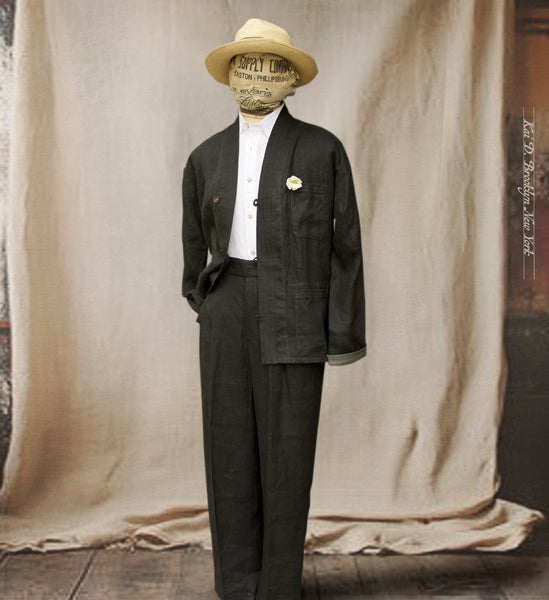Ando Kimono Jacket - Heavy Linen - Black - S, L (NO RETURN)