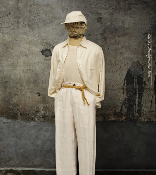 Bobby Wide Cut Pleated Trousers - Off White Gauze - S, M, L