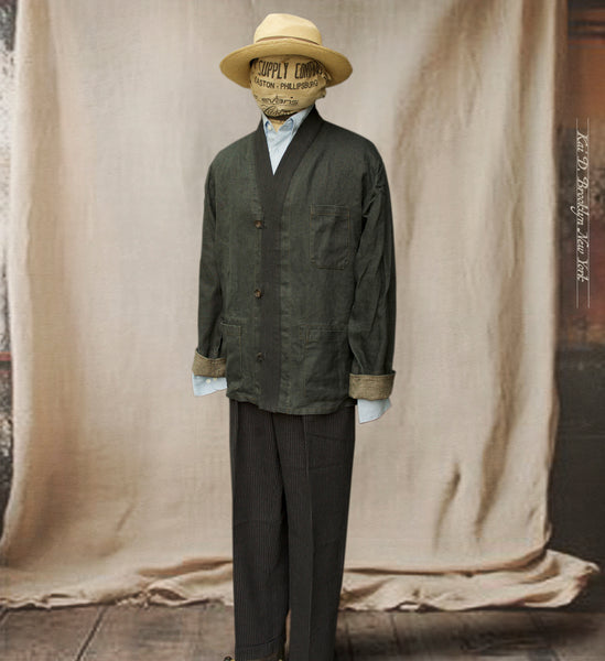 Ando Kimono Jacket - Heavy Linen - Jewel Green - L (NO RETURN)