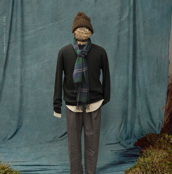 Pebble Stitch Crew Neck Sweater - Charcoal/Green - 6