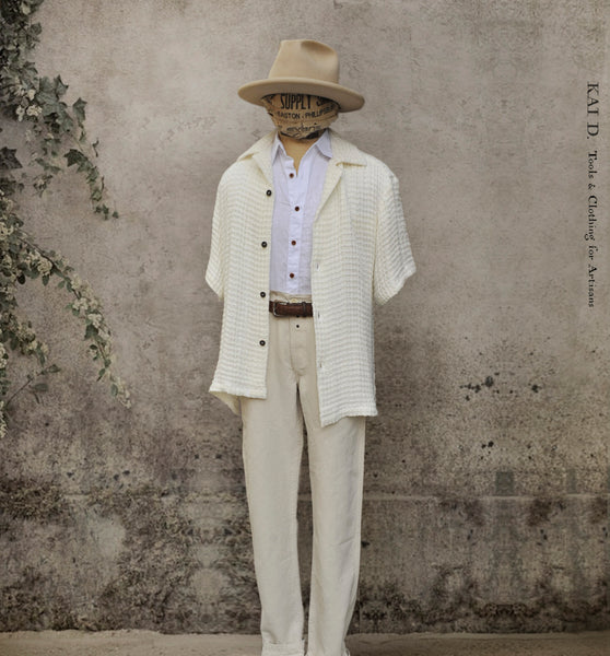 Artist Lounge Shirt - Linen Waffle - L (Oversized)