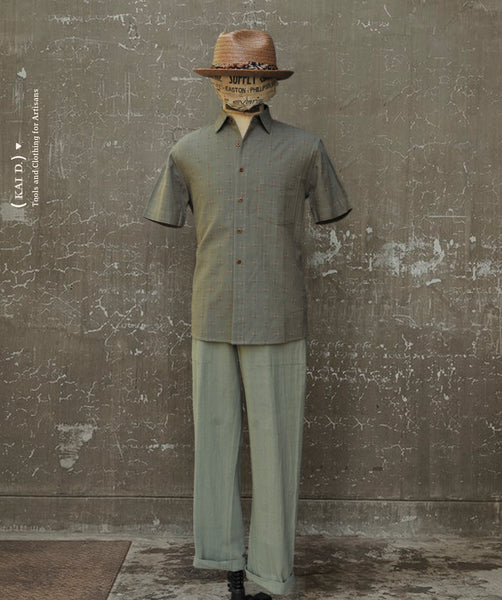 Novel Sashiko Stitch Cassady shirt - Green Tea - M, L, XL, XXL