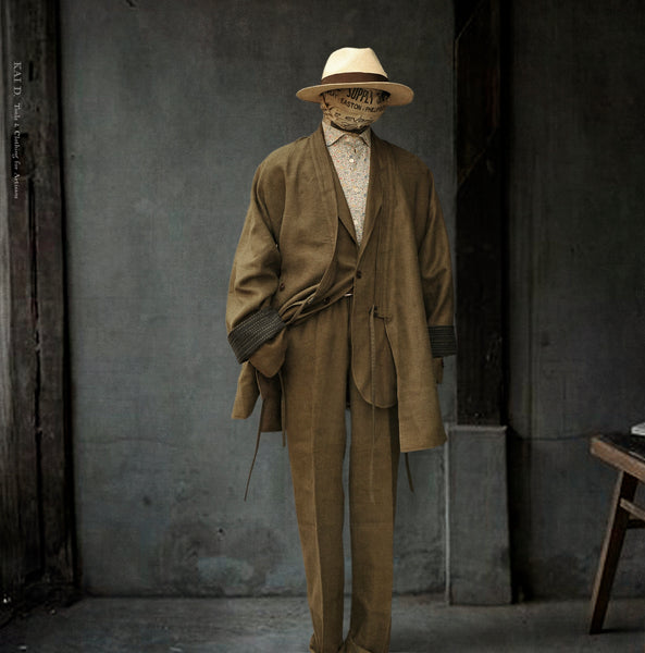 Kyoto Japanese Farmer Coat - Green Japanese Linen Twill - S, M (NO RETURN)