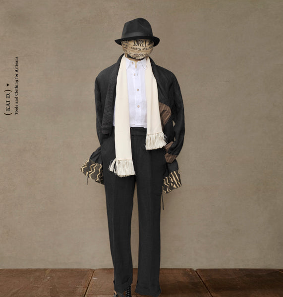 Washed linen Japanese Farmer Coat - Black - M (NO RETURN)