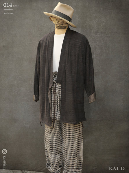 Double Layer Japanese Farmer Coat - Novel sashiko cotton III - S, M