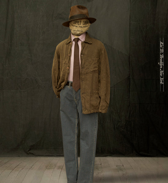 No. 5 Linen Jacket- Over Dyed Olive -  46 (M) (NO RETURN)
