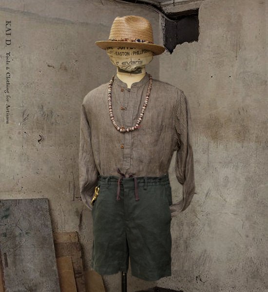Okada Pop Over Shirt - Taupe Stripe  - L, XL