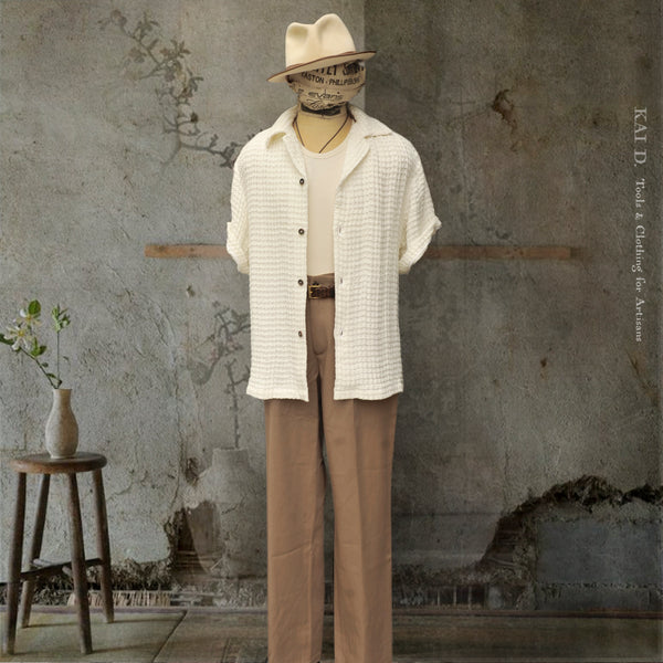 Artist Lounge Shirt - Linen Waffle - L (Oversized)