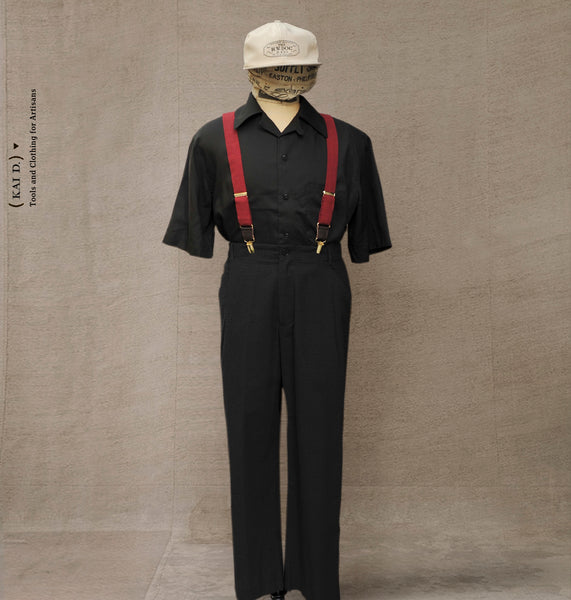 50s Short Sleeve Shirt - Black Tencel Ripstop - M, L, XL