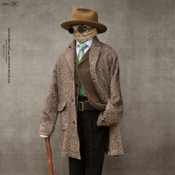 Brick Lane Raglan Coat - Chunky Herringbone - L