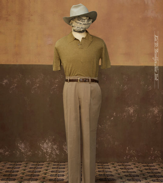 One Pleat Trousers - Plant Dyed Italian Cotton Twill - 46, 48, 52