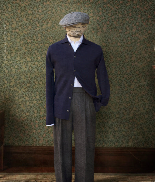 Knitted Button Jacket - Navy - 3, 4, 5