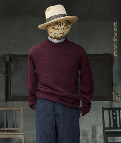Soft Boucle Wool Crew Neck Sweater - Plum -  M, L, XL (NO RETURN)