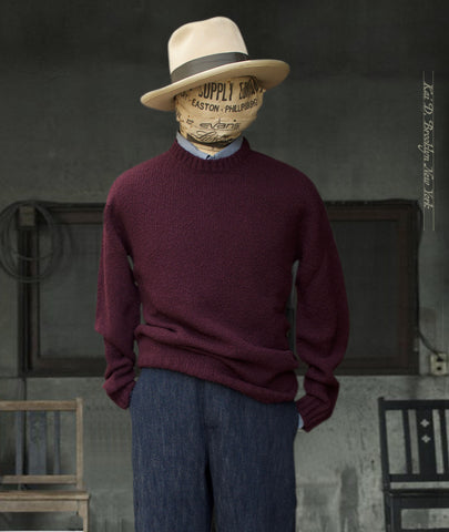 Soft Boucle Wool Crew Neck Sweater - Plum -  M, L, XL (NO RETURN)