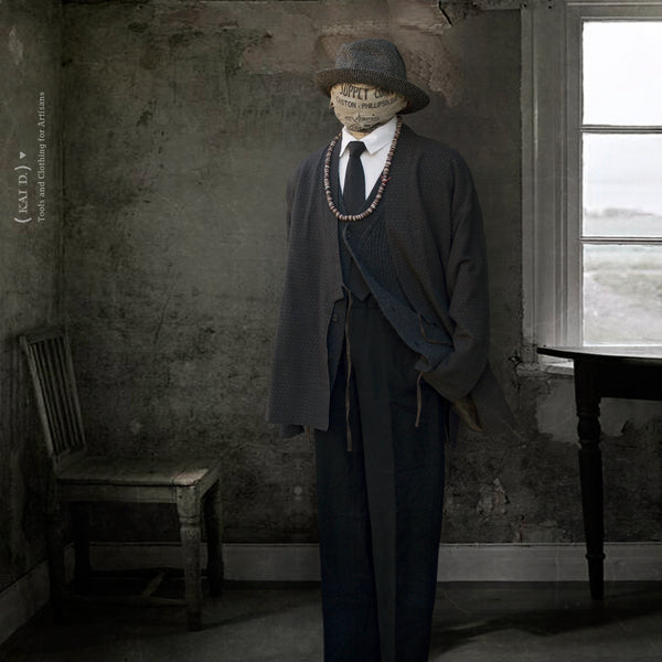 Double Layer Japanese Farmer Coat - Novel sashiko cotton III - S (NO RETURN)