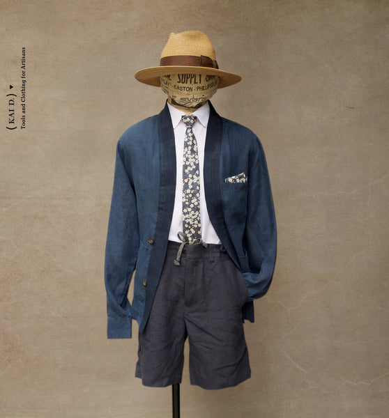 Klee Linen Komono Jacket - Blue - L