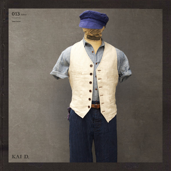 Tradesman Vest - Cream Pinstripe - M