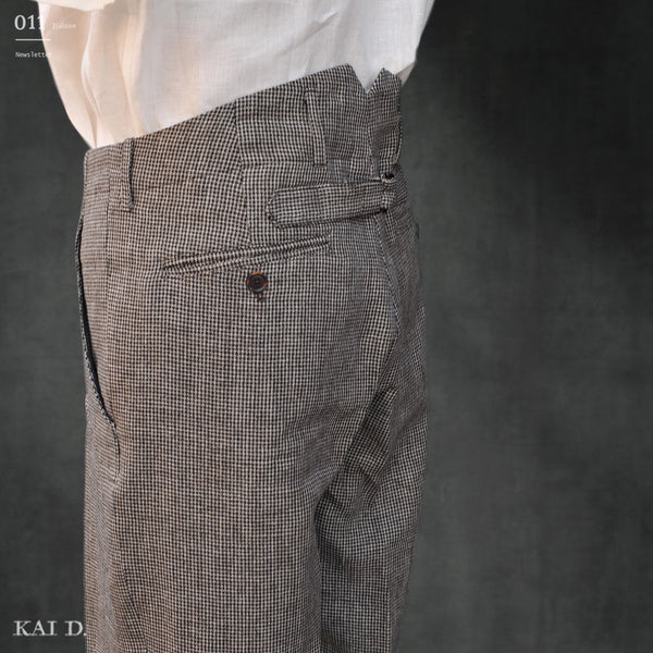 Borough Pants - Tan Linen Houndstooth - 30, 32, 34