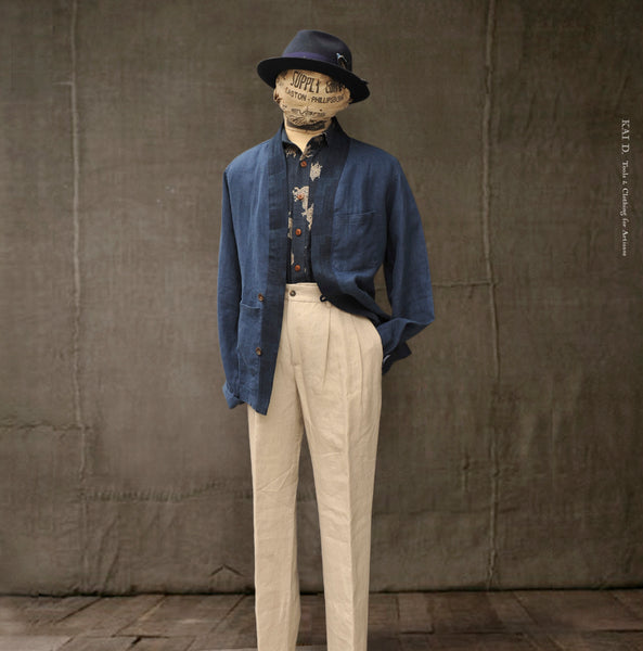 Klee Linen Komono Jacket - Blue - L