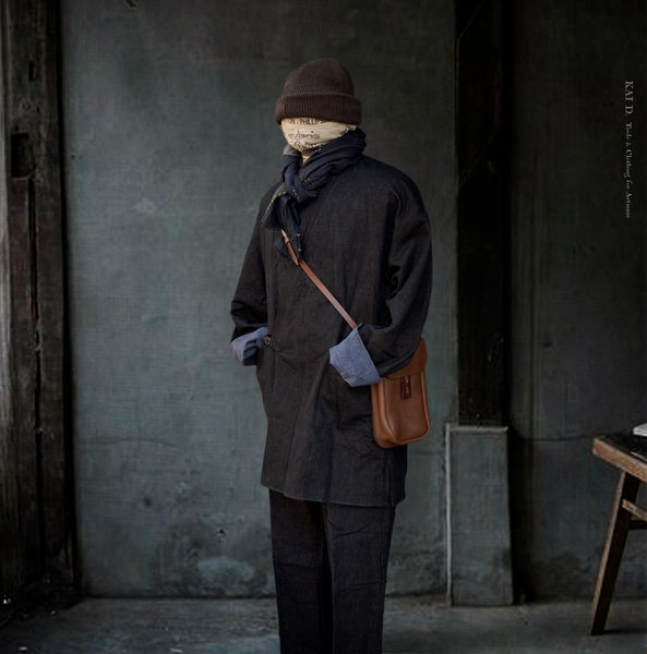 Double Layer Japanese Farmer Coat - Soft Denim - M (NO RETURN)