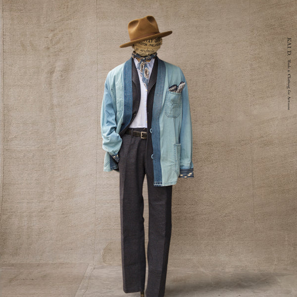Farmhand Kimono Jacket - Faded Indigo - M, L