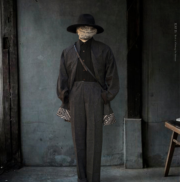 Japanese Farmer Coat - Black Pin - M (NO RETURN)
