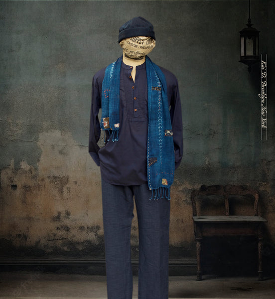 Poet Pop Over Shirt -  Sapphire Blue Cotton Lawn - M, L, XL