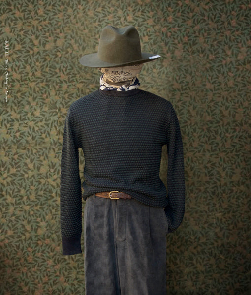 Pebble Stitch Crew Neck Sweater - Charcoal/Green - 6