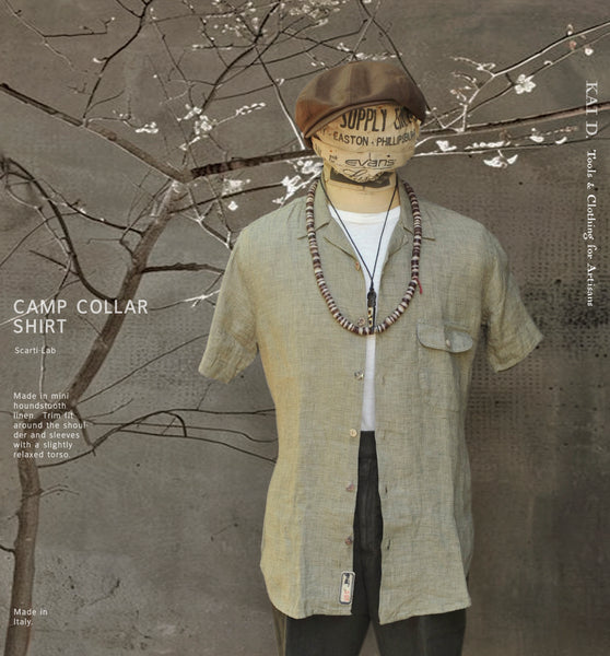 Italian Linen Camp Shirt - Dusty Green - XL