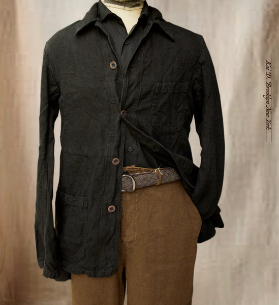 No. 5 Linen Jacket- Over Dyed Black -  44 (M) (NO RETURN)