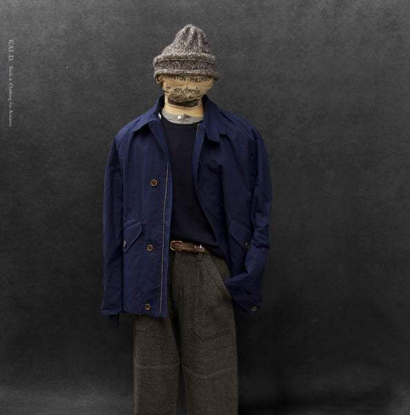 Army Inspired A Jacket - Navy Waxed Cotton - M (NO RETURN)